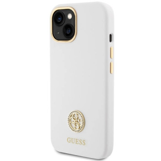 Guess Silicone Logo Strass 4G case for iPhone 15 - white
