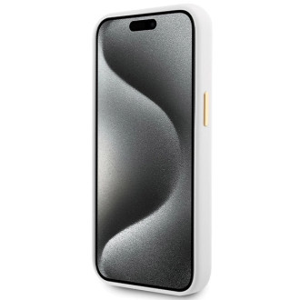 Guess Silicone Logo Strass 4G case for iPhone 15 - white