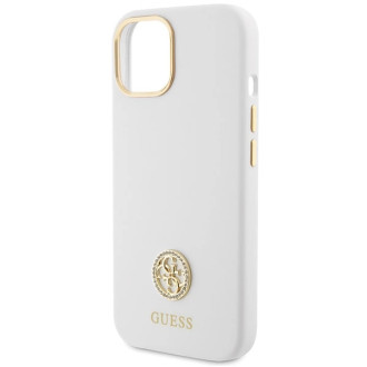 Guess Silicone Logo Strass 4G case for iPhone 15 - white