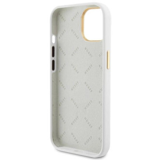 Guess Silicone Logo Strass 4G case for iPhone 15 - white