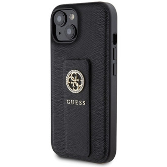 Guess Grip Stand 4G Saffiano Strass case for iPhone 15 - black