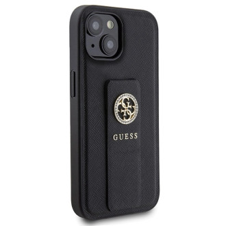 Guess Grip Stand 4G Saffiano Strass case for iPhone 15 - black