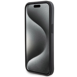 Guess Grip Stand 4G Saffiano Strass case for iPhone 15 - black