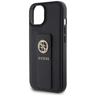 Guess Grip Stand 4G Saffiano Strass case for iPhone 15 - black