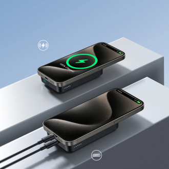Dodávka energie Joyroom Power Bank 10000mAh 20W Rychlé nabíjení Magnetická Qi 15W bezdrátová nabíječka pro iPhone Kompatibilní s MagSafe Black (JR-W02
