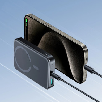 Dodávka energie Joyroom Power Bank 10000mAh 20W Rychlé nabíjení Magnetická Qi 15W bezdrátová nabíječka pro iPhone Kompatibilní s MagSafe Black (JR-W02