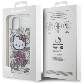 Hello Kitty IML Kitty On Bricks Graffiti case for iPhone 15 - white