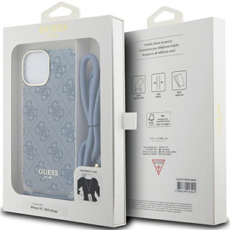 Guess Crossbody Cord 4G Print Case for iPhone 15/14/13 - Blue