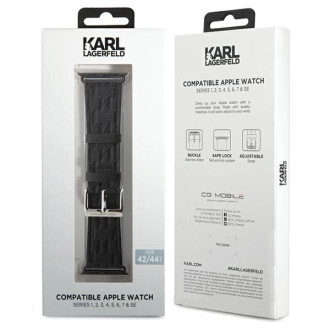 Karl Lagerfeld Saffiano Monogram strap for Apple Watch 42/44/45/49mm - black