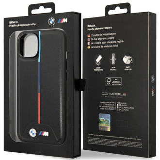 BMW M Quilted Tricolor case for iPhone 15 / 14 / 13 - black