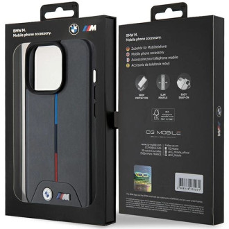 BMW M Quilted Tricolor MagSafe case for iPhone 15 Pro - gray