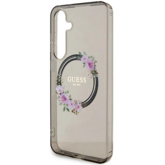 Guess IML Flowers Wreath MagSafe case for Samsung Galaxy S24+ - black