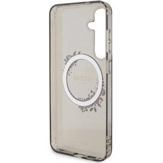 Guess IML Flowers Wreath MagSafe case for Samsung Galaxy S24+ - black