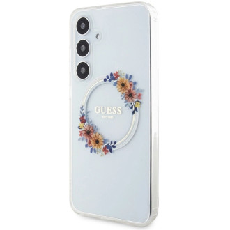 Guess IML Flowers Wreath MagSafe case for Samsung Galaxy S24+ - transparent