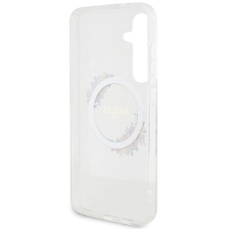Guess IML Flowers Wreath MagSafe case for Samsung Galaxy S24+ - transparent