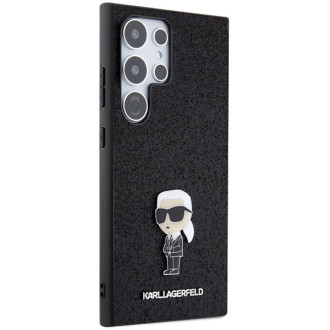 Karl Lagerfeld Fixed Glitter Ikonik Logo Metal Pin Case for Samsung Galaxy S24 Ultra - Black