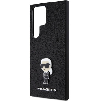 Karl Lagerfeld Fixed Glitter Ikonik Logo Metal Pin Case for Samsung Galaxy S24 Ultra - Black