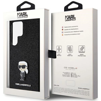 Karl Lagerfeld Fixed Glitter Ikonik Logo Metal Pin Case for Samsung Galaxy S24 Ultra - Black