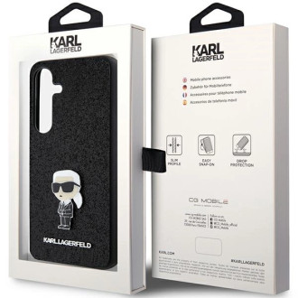 Karl Lagerfeld Fixed Glitter Ikonik Logo Metal Pin case for Samsung Galaxy S24 - black
