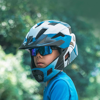 Rockbros 14110009001 polarized cycling glasses for children 8-14 years old - black and blue