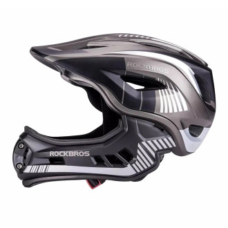 Rockbros TT-32SBTG-L children&#39;s bicycle helmet with removable chinbar, size L - gray