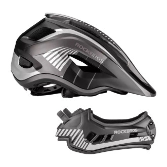 Rockbros TT-32SBTG-L children&#39;s bicycle helmet with removable chinbar, size L - gray