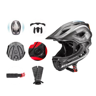 Rockbros TT-32SBTG-L children&#39;s bicycle helmet with removable chinbar, size L - gray