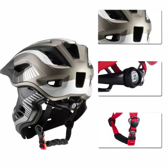 Rockbros TT-32SBTG-L children&#39;s bicycle helmet with removable chinbar, size L - gray