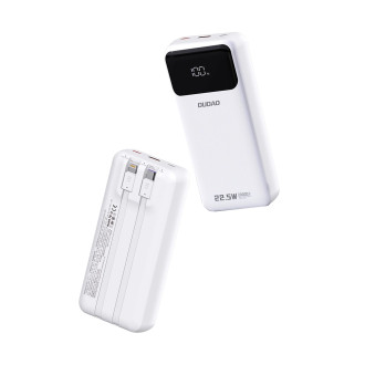 Dudao K15Pro Power Bank 20000mAh 22.5W PD USB-C / USB-A / Built-in Lightning and USB-C Cables - White