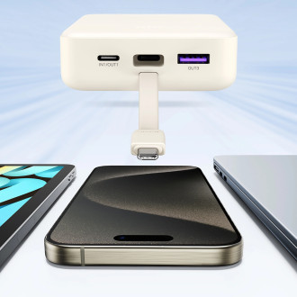 Ugreen PB505 Powerbank 20000mAh 22.5W USB-C USB-A Built-in USB-C Cable - White