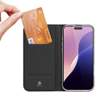 Dux Ducis Skin Pro iPhone 16 Pro Max Case with Flip and Card Slot - Black