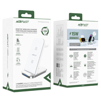 Acefast E15 3in1 wireless charging station for iPhone, AirPods, Apple Watch - white