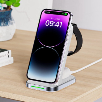Acefast E15 3in1 wireless charging station for iPhone, AirPods, Apple Watch - white