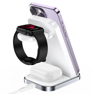 Acefast E15 3in1 wireless charging station for iPhone, AirPods, Apple Watch - white