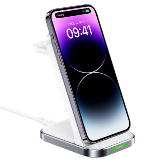 Acefast E15 3in1 wireless charging station for iPhone, AirPods, Apple Watch - white