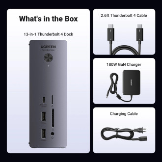 Ugreen U710 13in1 Docking Station 2x Thunderbolt 4 / 4x USB-A / DP / RJ45 / SD TF Reader / USB-C / 3.5mm Mini Jack