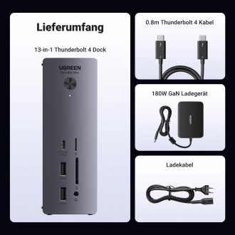 Ugreen U710 13in1 Docking Station 2x Thunderbolt 4 / 4x USB-A / DP / RJ45 / SD TF Reader / USB-C / 3.5mm Mini Jack