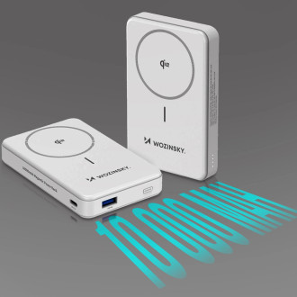 Powerbank Wozinsky WLWP-10KA0Y3WS 22.5W PD Qi2 10000 mAh, with stand, 1x USB-A, 1x USB-C - white