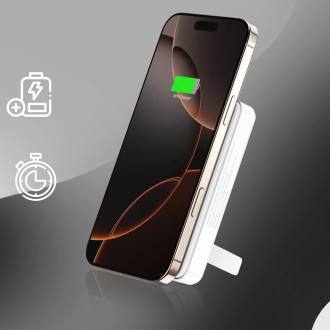 Powerbank Wozinsky WLWP-10KA0Y3WS 22.5W PD Qi2 10000 mAh, with stand, 1x USB-A, 1x USB-C - white