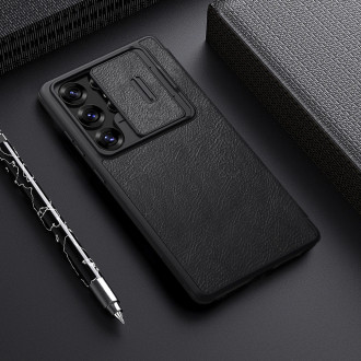 Nillkin Qin Pro Case for Samsung Galaxy S25 Ultra with Flip and Camera Cover - Black