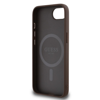 Guess PU 4G Peony case with MagSafe for iPhone 16e - brown