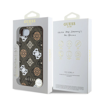 Guess PU 4G Peony case with MagSafe for iPhone 16e - brown
