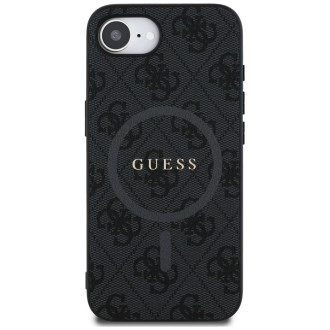 Guess PU Leather 4G Colored Ring Case with MagSafe for iPhone 16e - Black