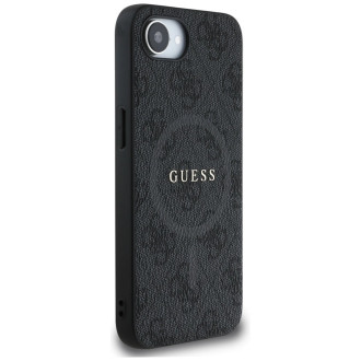 Guess PU Leather 4G Colored Ring Case with MagSafe for iPhone 16e - Black
