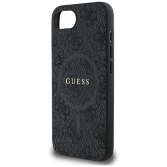 Guess PU Leather 4G Colored Ring Case with MagSafe for iPhone 16e - Black