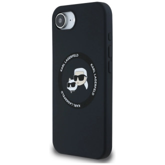 Karl Lagerfeld Liquid Silicone Karl & Choupette Heads Case with MagSafe for iPhone 16e - Black