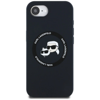 Karl Lagerfeld Liquid Silicone Karl & Choupette Heads Case with MagSafe for iPhone 16e - Black