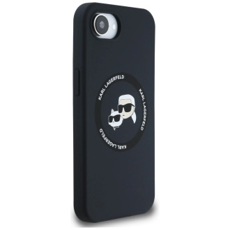 Karl Lagerfeld Liquid Silicone Karl & Choupette Heads Case with MagSafe for iPhone 16e - Black