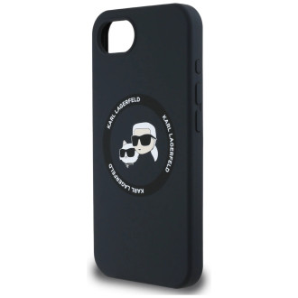 Karl Lagerfeld Liquid Silicone Karl & Choupette Heads Case with MagSafe for iPhone 16e - Black