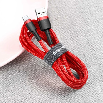 Baseus Cafule Cable odolný nylonový kabel USB / USB-C QC3.0 3A 1M červený (CATKLF-B09)